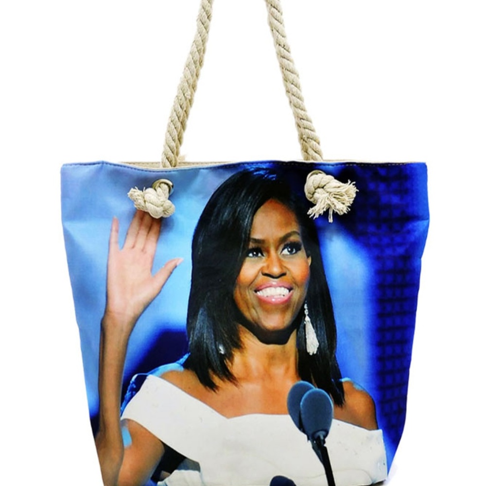 Obama MAGAZINE printed large canvas TOTE